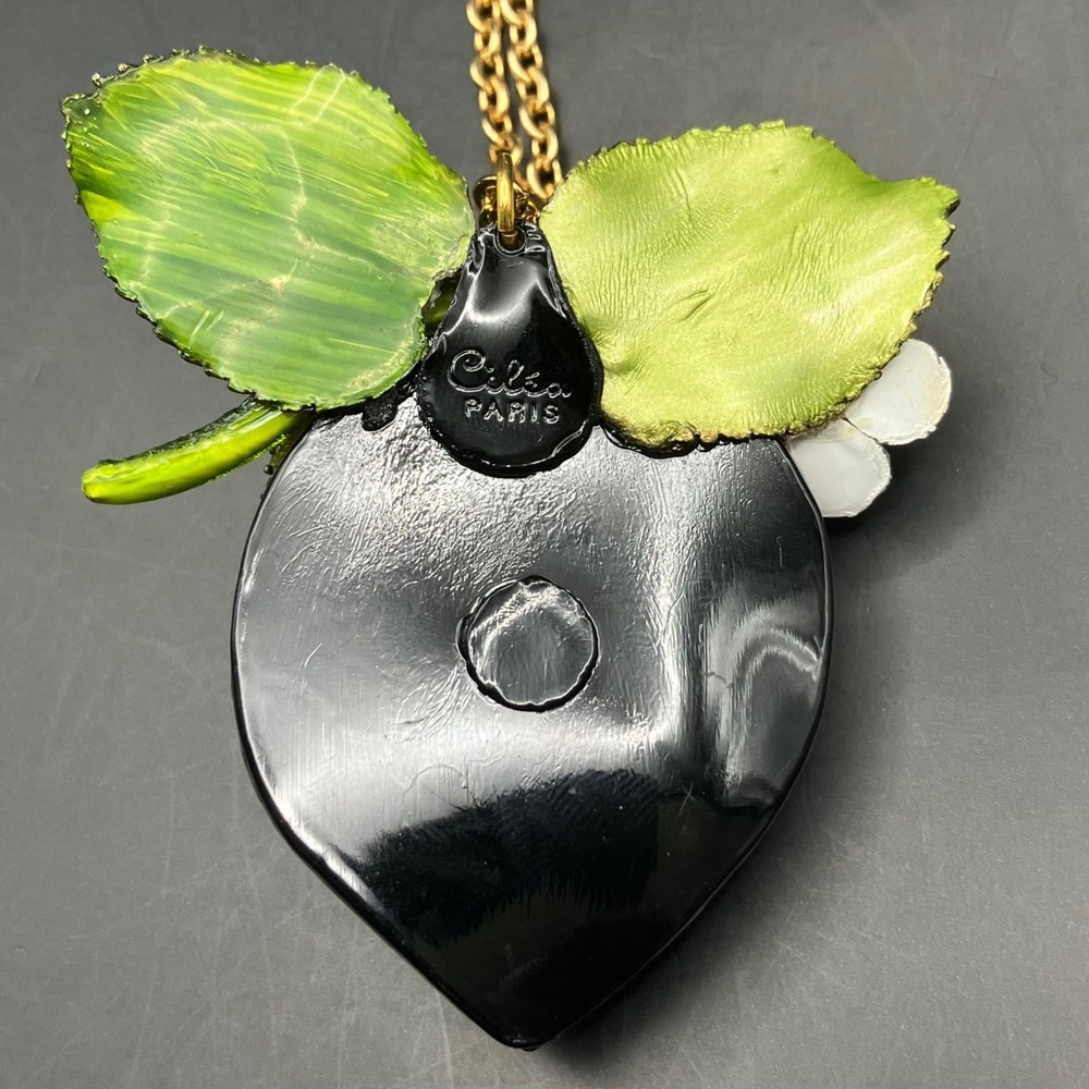Cilea Paris Designer Strawberry Pendant Necklace – French Artisan Resin Jewelry - Picture 4 of 9